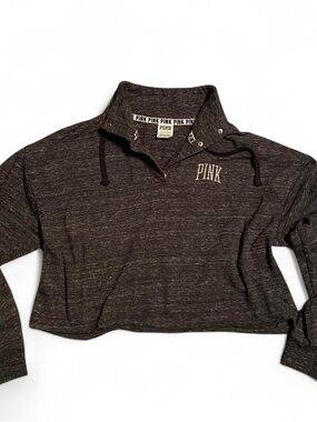 PINK Victoria's Secret Charcoal Heather Snap-Up Pullover